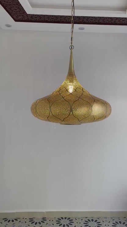 Handcrafted Moroccan Brass Pendant Light – Decorative Moroccan Lantern Ceiling Fixture